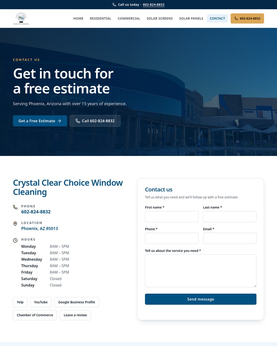 Free estimate contact page